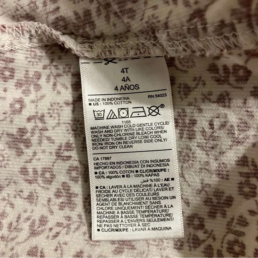 Old Navy Girls Sz‎ 4T Boho Cottage Core White/ Plum Floral Corduroy Dress